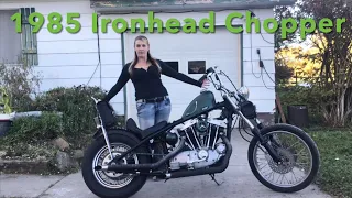 1985 Ironhead Chopper Build Walk-around & Cold Start. TC Bros Hardtail, Lowbrow 2.5 G Tank