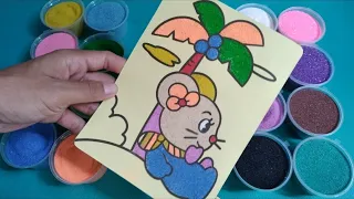 drawing and coloring mice relaxing on the beach coloring for children and toddlers