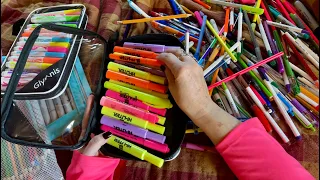 Pen Rummage! (No talking version) Sorting/organizing colorful pens 🖊️ & pencils ✏️ ~ ASMR