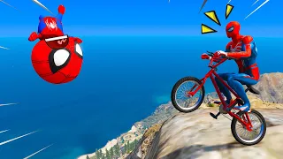 HOMEM ARANHA FEZ MANOBRAS RADICAIS DE BICICLETA COM SEU FILHO no GTA 5