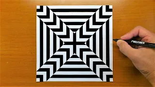 How To Draw Like a 3D Geometric Letter "X" Optical Illusion - Funny 3D Trick Art on paper tutorial