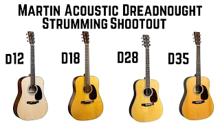 Martin Acoustic Dreadnought Comparison (Strumming): D12, D18, D28, D35 Standard