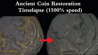 Cleaning an Ancient Coin [Timelapse] 1500% speed.