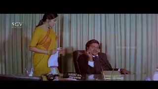 Ambarish Dismisses Sumalatha From Job | Thayigobba Karna Kannada Movie Scene | Dinesh