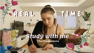 STUDY WITH ME // Real Time 1 Hour Pomodoro Session (no music)