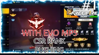 FREE fire CSR rank pushing with evo mp5 😍