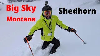 Big Sky, Montana - Randy skiing off the Shedhorn Lift top to bottom.