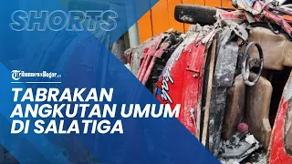 Detik-detik Tabrakan Angkutan Umum dan Motor di Salatiga, Terguling setelah Tabrak Toko