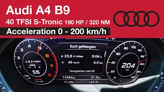 Audi A4 B9 40 TFSI Acceleration 0 - 200 km/h (190 HP) Launch Control