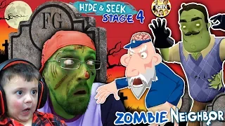 ZOMBIE HIDE n SEEK! FGTEEV Hello Neighbor! Stage 4 BRAINZZZZ (Gameplay / Skit)