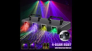 Disco Lights, UKing 4 Lens RGBY Activated DJ LED Party Lights Stage Sector Lighting Compatible