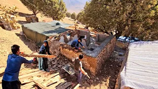 Nomads of Iran: preparing the walls of the hut for the implementation of the roof for the winter2023