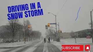 Driving in a Snow storm in Canada, Toronto Ontario.