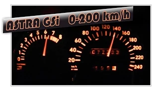 Opel Astra GSI 2.0 16v acceleration 0-100, 0-200 km/h // before remap