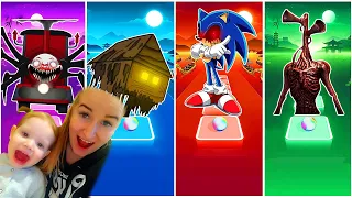 🟢Choo choo Charles vs Spider House Head vs Sonic the hedgehog exe vs Siren Head 🌟 Tiles Hop EDM Rush