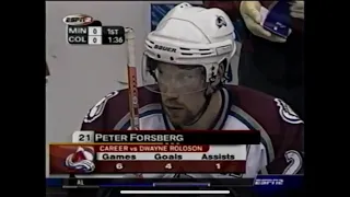 Minnesota Wild at Colorado Avalanche (Game 1) — April 10, 2003 - Peter Forsberg, Patrick Roy