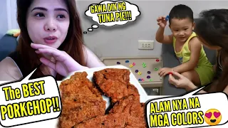 THE BEST PORKCHOP RECIPE + TUNA PIE USING BREAD! | LEARNING COLORS FOR TODDLERS (TAGALOG) |