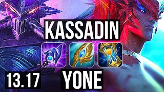 KASSADIN vs YONE (MID) | 69% winrate, 11/3/10, Dominating | NA Master | 13.17