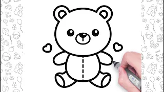 🐻Easy Teddy Bear Drawing | Easy Step by Step Drawings For Kids🍭💖