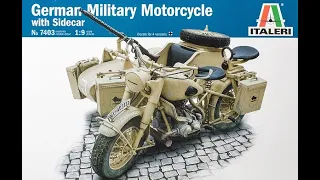 Italeri 1/9 scale BMW R75 German Military Motorcycle with sidecar