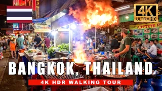 Bangkok, Thailand Walking Tour - Best Night Markets &  Street Food | 4K HDR 60fps