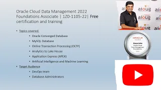 Oracle Cloud Data Management 2022 Foundations Associate  | 1z0-1105-22 | Free certification training