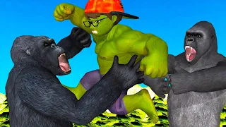 Scary Teacher vs Gorillas - NickHulk and Wonder Woman Miss T Rescue Hello Neighbor