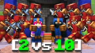 2 Youtubers VS 10 HACKER BOTS in Minecraft...