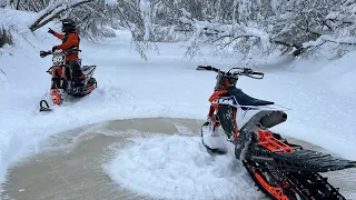 Сноубайк KTM SMR 450. По устью реки Колокша.