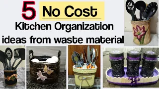 5 No Cost kitchen Organization ideas from waste material