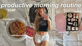 8AM productive morning routine 🍵 wellness & healthy habits