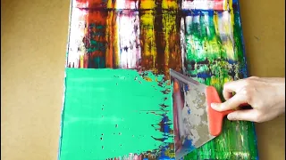 How to paint Abstract Easy? | Acrylic on Canvas | Richter Style | Satisfying Demo Work #18