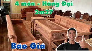 Vân Vip Giá Bằng Vân Thường Bộ Trường Kỷ 4 món Gỗ Hương Đá Nam Phi Cỡ Đại 2m37