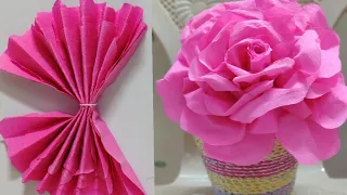 DIY Giant paper flower tutorial in lockdown with Crepe paper, Handmade,Easy and Simple@Papersai arts