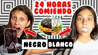 24 horas comiendo NEGRO VS BLANCO - Reto comida de color Mimi Land