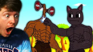 BUFF CARTOON CAT vs BUFF SIREN HEAD the BATTLE! (Reaction)