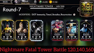 Nightmare Fatal Tower Boss Battle 120,140,160 & Hard Battle 143 Fight + Reward | MK Mobile