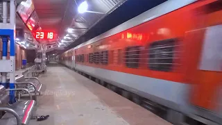 130 Kmph HIGH SPEED SCARY Skip By Two Superfast Train In Dangerous Night....