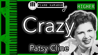 Crazy (HIGHER +3) - Patsy Cline - Piano Karaoke Instrumental