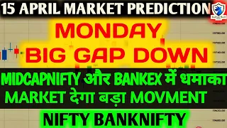 FII&DIIS DATA Monday 15th April Big Gap Down | Nifty Bank Nifty Prediction for Tomorrow MidcapExpiry