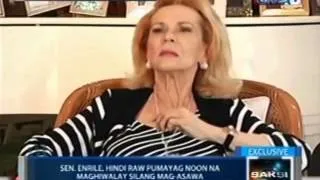 Ugnayan umano nina Sen. Juan Ponce Enrile at Atty. Gigi Reyes, kinumpirma ni Mrs. Cristina Enrile