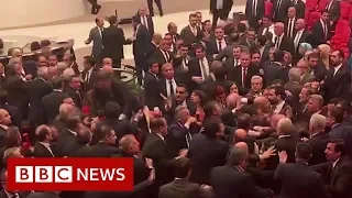 Brawl erupts in Turkish parliament over Syria - BBC News