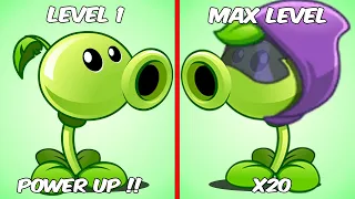 Every Plants Level 1 POWER UP Infinite Vs Level Max x20 Vs 50 All Star Zombies - PvZ 2