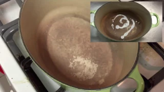 How to safely clean a stained Le Creuset enamel pot or pan