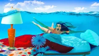 I Moved my Sisters Room Underwater (PRANK) Mattress in Pool! | CloeCouture