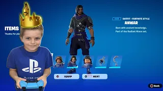 My 10 Year Old Kid Got 20 Elims in A Game Of Fortnite Today Using NEW Skin ANWAR Gold Crown Victory