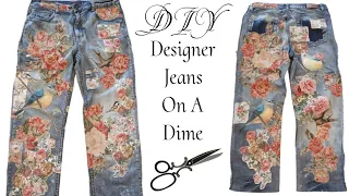 How To Make Your Own Designer Jeans With Flower & Bird Appliques