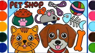 Menggambar Dan Mewarnai binatang timangan| Jelly Painting kitten, Puppy Pet shop