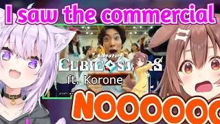 Korone Dies From Embarrassment After Okayu Saw the Commercial Featuring Korone's Voice [Hololive]