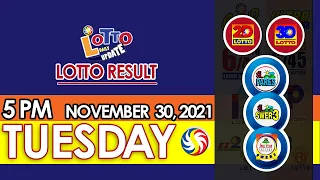 Lotto Result Today 5pm Draw November 30 2021 Swertres Ez2 Stl Pcso